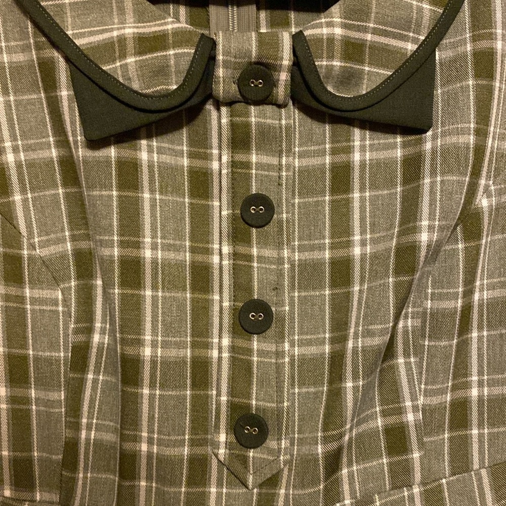 Voodoo Vixen Olive Plaid Dress - Picture 3 of 7